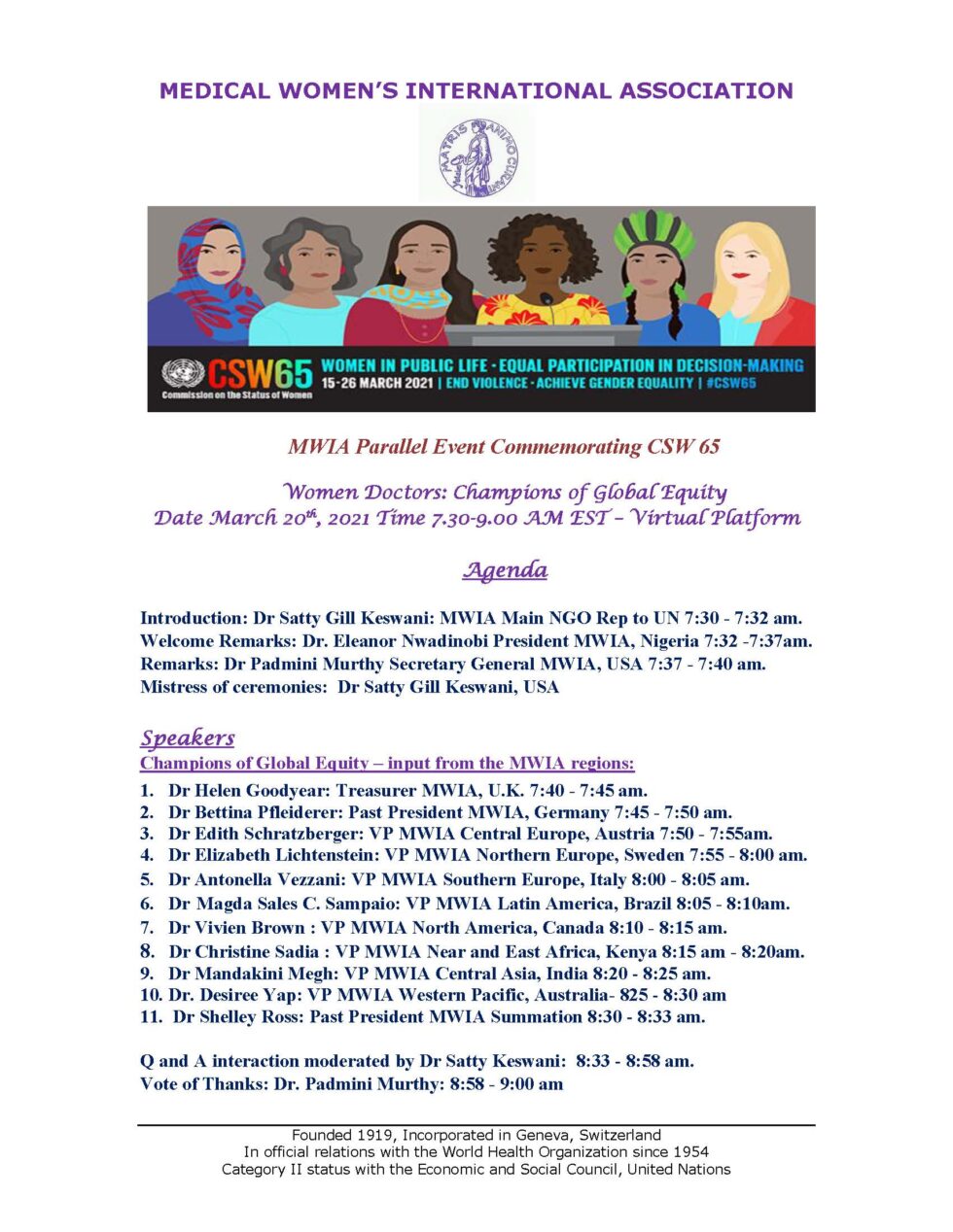 United Nations CSW Medical Womens's International Association