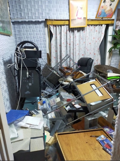 Fig. 2: Inside a house in Fukushima Prefecture immediately after the earthquake.