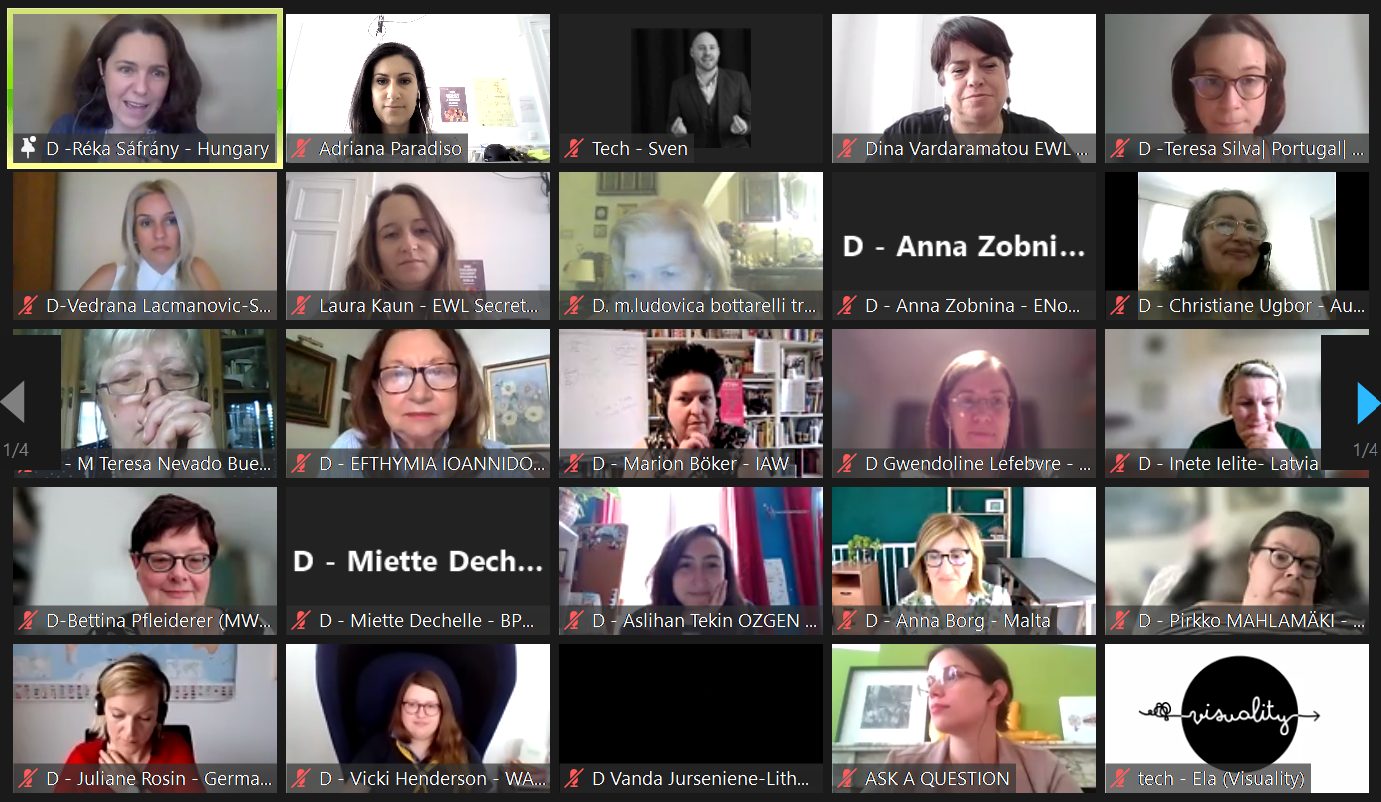 Fig.1: Screenshot of the online General assembly of the European Women´s Lobby