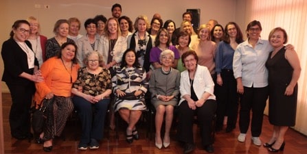 Fig. 2: A special event at the APM (São Paulo Association of Medicine): special celebration as a tribute to Prof. Dr Terezinha Verrastro Almeida. Two eminent medical women professors were honored: Dr Marise Dohlnikoff and Dr Elnara Marcia Nigri for their scientific contribution studying the pathological evidence of pulmonary thrombotic phenomena in severe Covid-19. ABMM members and directors (Brazilian Association of Women in Medicine), December 13, 2022 at São Paulo, Brazil