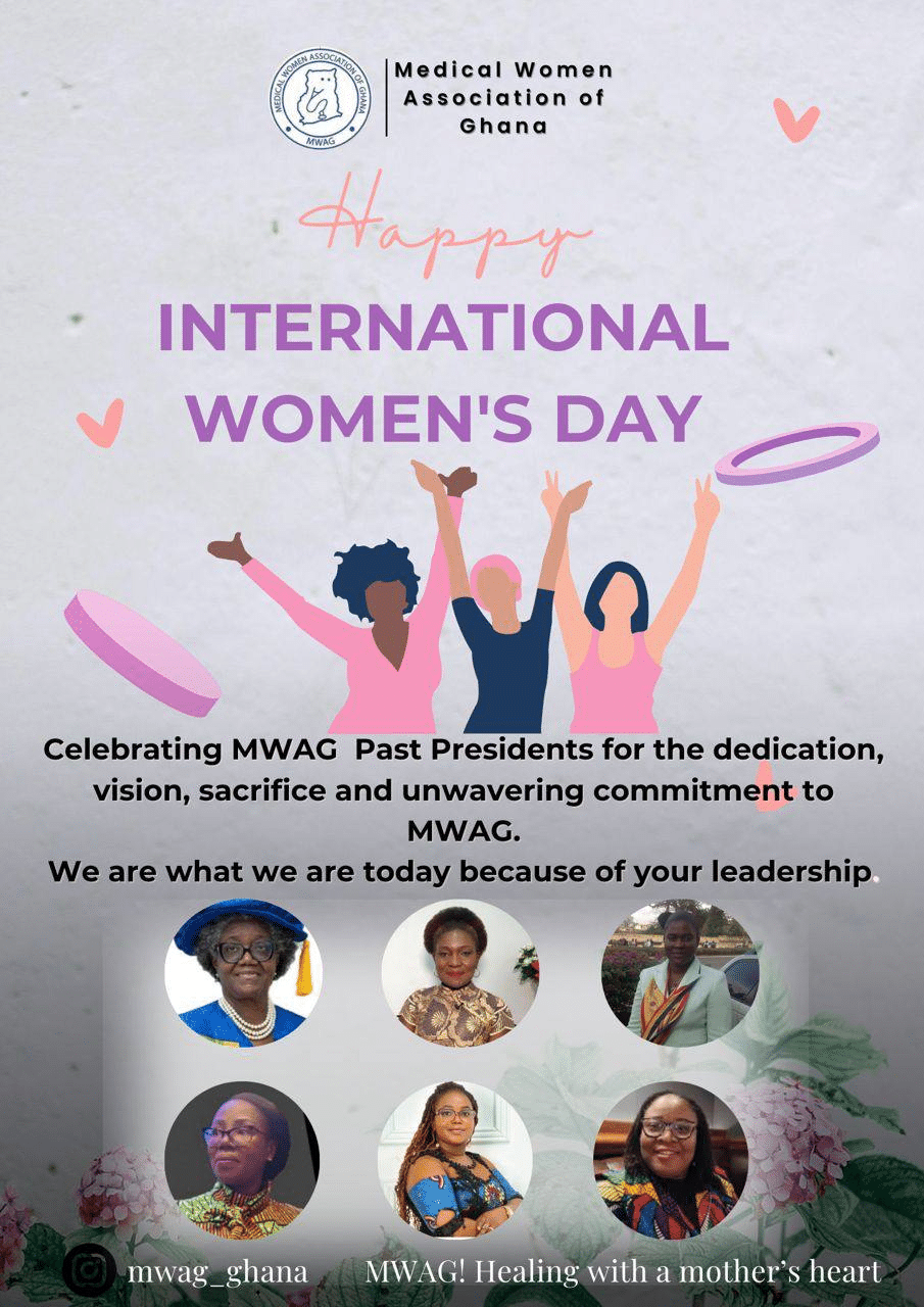 Fig 4. MWAG National poster for IWD on 8/03/26 showing gallant MWAG past presidents PP’s who were celebrated and award of inaugural March, 2026 essay competition given in their name.