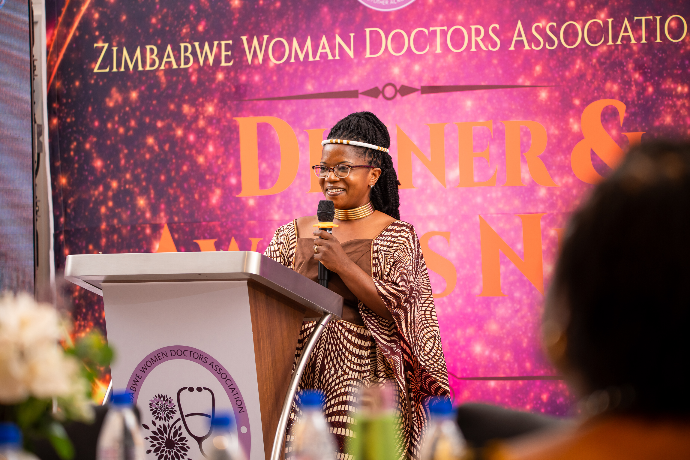 Fig 1. Dr Joyce Sakala giving her Guest of Honour Address at the ZWDA Awards Dinner night.
